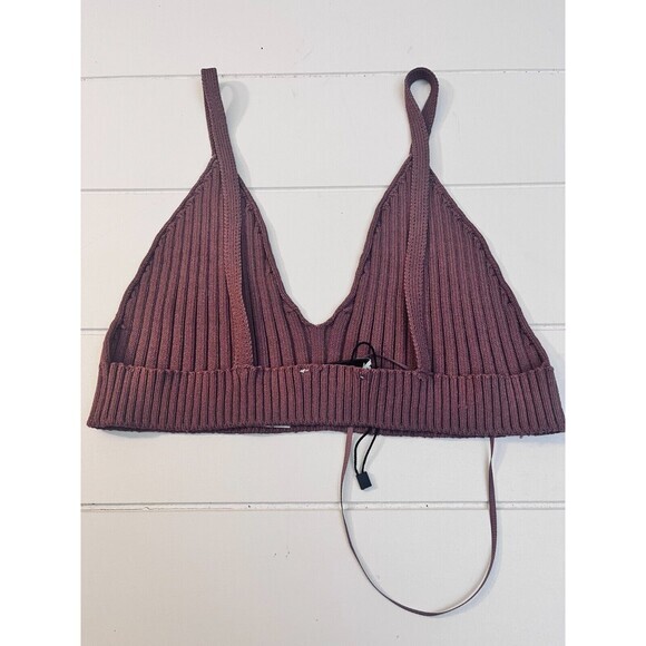 Zara Mauve  Crop Bikini Style Ribbed Top‎ NWOT Ladies Medium - Picture 1 of 4